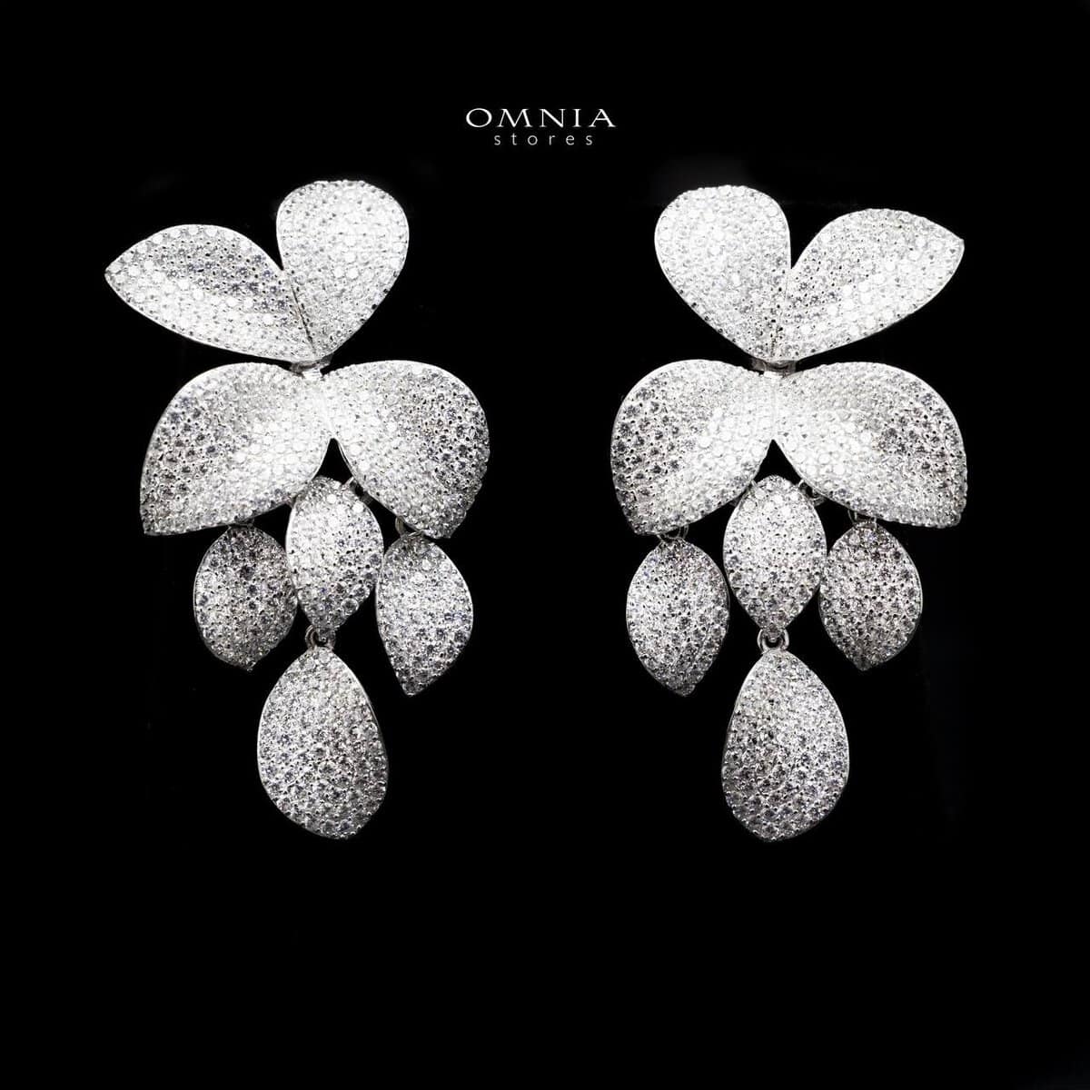 Omnia Dayana Earrings in 92.5 Silver In High Quality Simulated diamonds - OMNIASTORES UAE