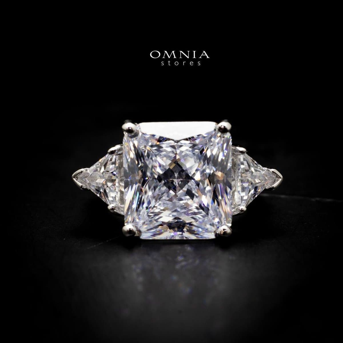 Omnia Adelina White Ring in 92.5 Silver Ring High Quality Simulated Diamonds - OMNIASTORES UAE