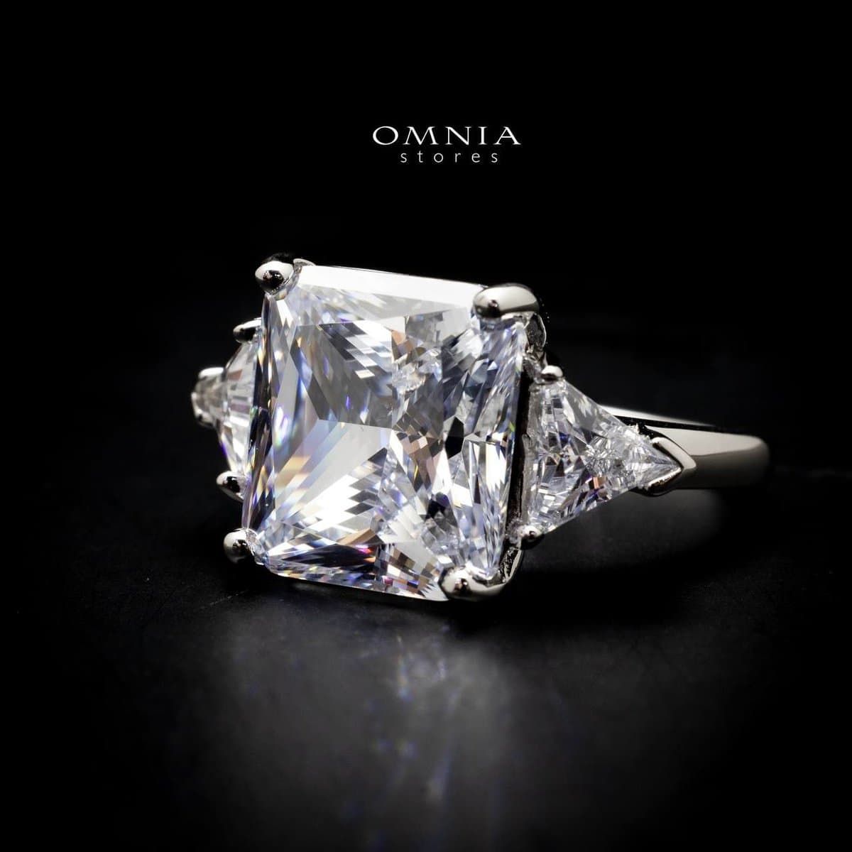 Omnia Adelina White Ring in 92.5 Silver Ring High Quality Simulated Diamonds - OMNIASTORES UAE