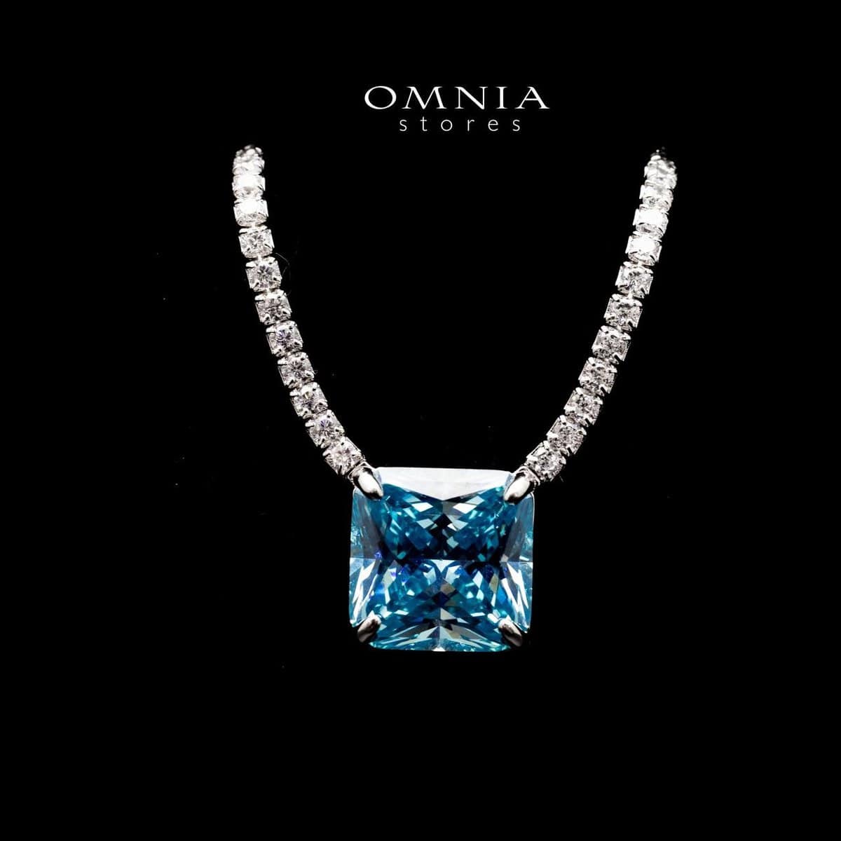 Omnia Bettina Sky Blue Necklace 925 Silver in High Quality Simulated Diamonds - OMNIASTORES UAE