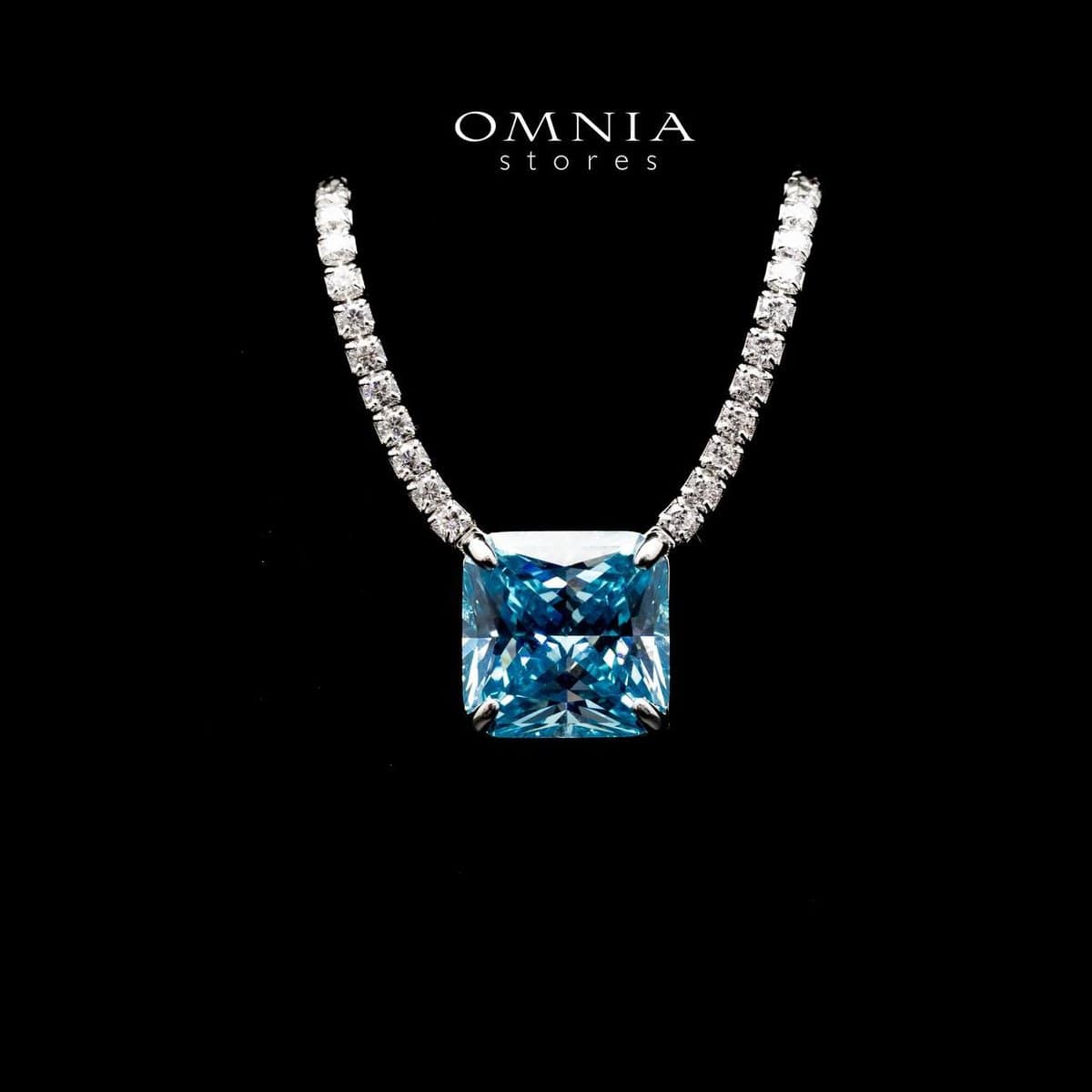 Omnia Bettina Sky Blue Necklace 925 Silver in High Quality Simulated Diamonds - OMNIASTORES UAE