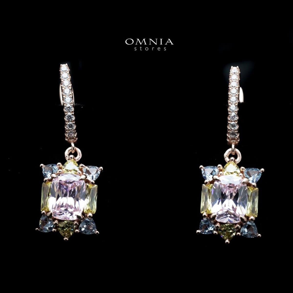 Omnia Ranya Rose Gold Earrings In 92.5 Silver High Quality Simulated Diamonds - OMNIASTORES UAE