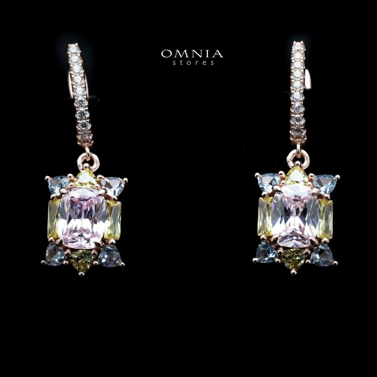Omnia Ranya Rose Gold Earrings In 92.5 Silver High Quality Simulated Diamonds - OMNIASTORES UAE