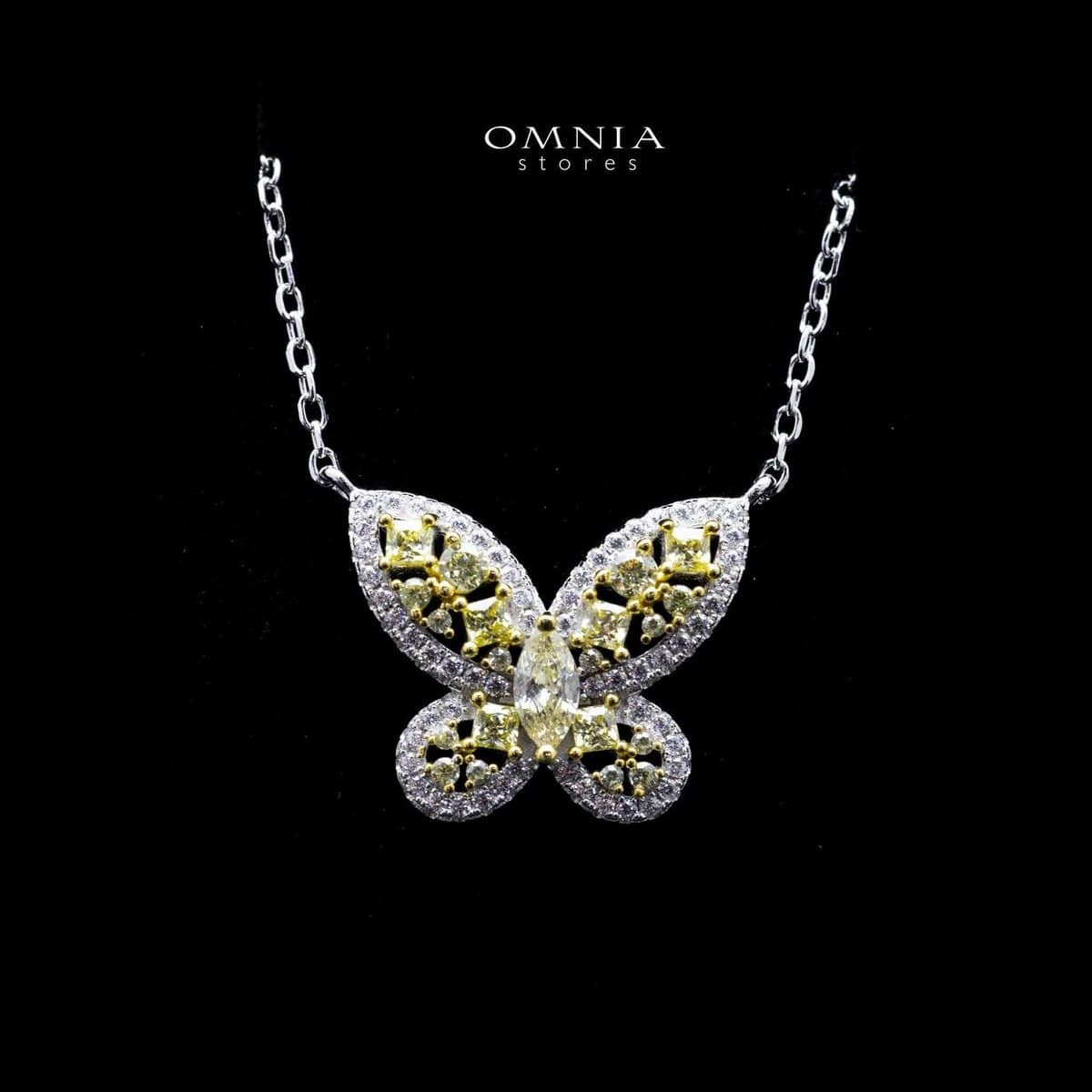 Omnia Dalia Yellow Butterfly Necklace In 92.5 Silver High Quality Simulated Diamonds - OMNIASTORES UAE