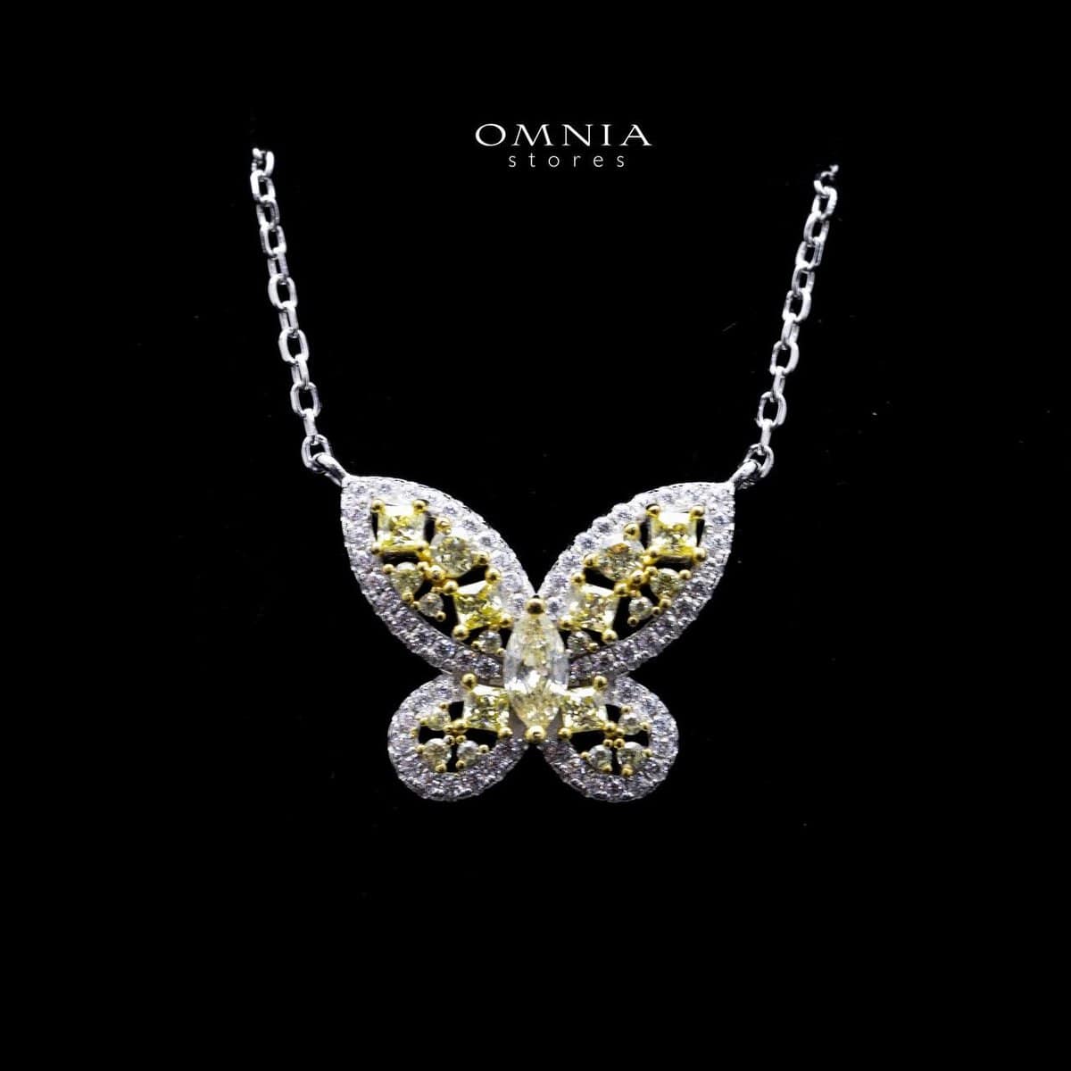 Omnia Dalia Yellow Butterfly Necklace In 92.5 Silver High Quality Simulated Diamonds - OMNIASTORES UAE