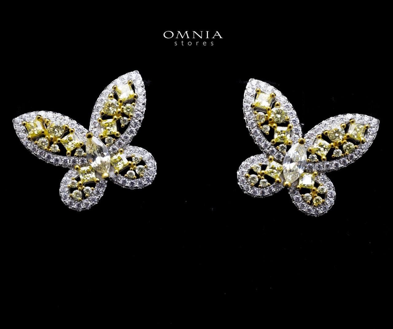 Omnia Dalia Yellow Butterfly Earrings In 92.5 Silver High Quality Simulated Diamonds - OMNIASTORES UAE
