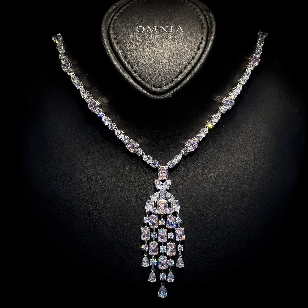 Omnia Israa Pink Necklace In 92.5 Silver High Quality Simulated diamonds - OMNIASTORES UAE