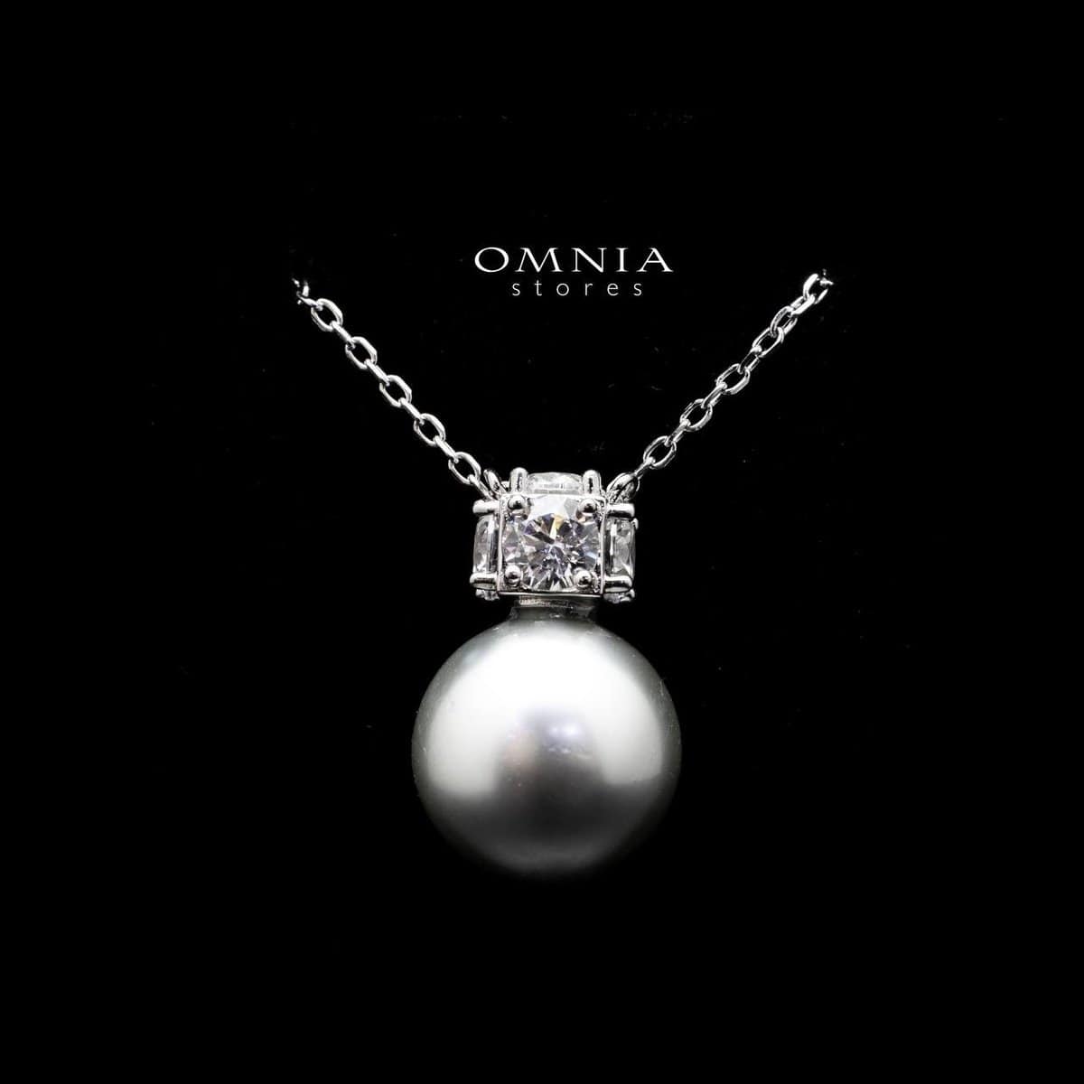 Omnia Belle Silver Pearl Necklace In 92.5 Silver High Quality Simulated Diamonds - OMNIASTORES UAE