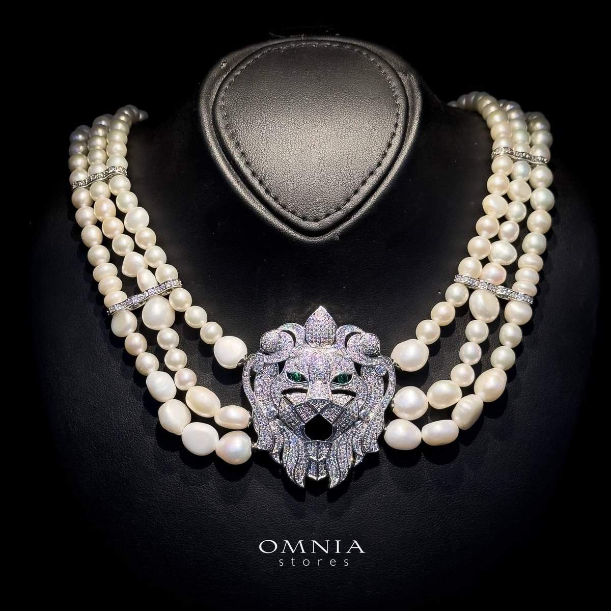 Omnia Fadia Fresh Real Water Pearl Necklace in High Quality Simulated diamonds - OMNIASTORES UAE