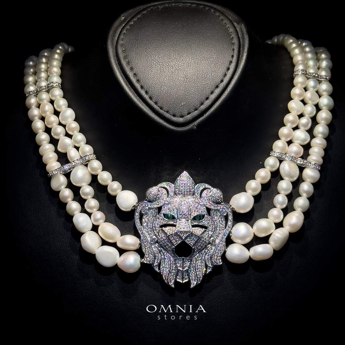 Omnia Fadia Fresh Real Water Pearl Necklace in High Quality Simulated diamonds - OMNIASTORES UAE