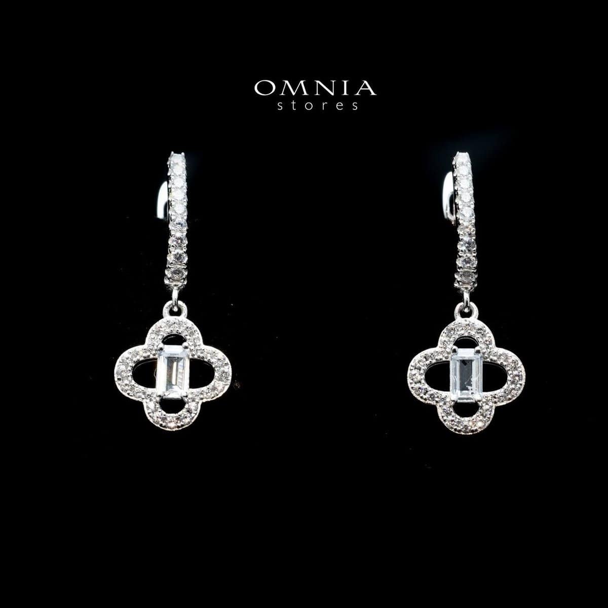 Omnia Amna White Earrings in 92.5 Silver High Quality Simulated diamonds - OMNIASTORES UAE