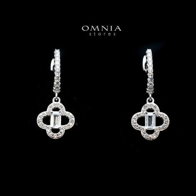 Omnia Amna White Earrings in 92.5 Silver High Quality Simulated diamonds