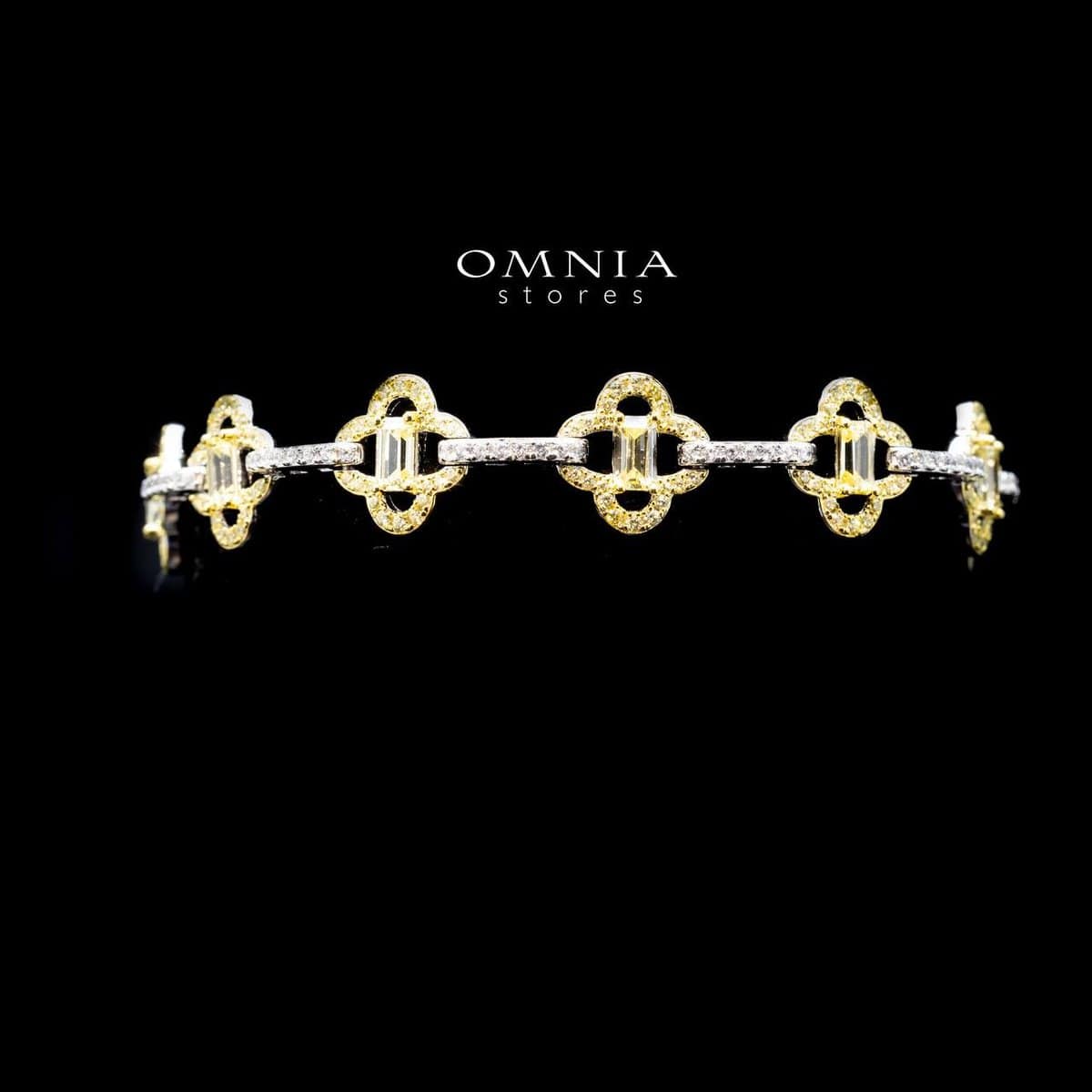 Omnia Amna Gold and White Bracelet in 92.5 Silver High Quality Simulated diamonds - OMNIASTORES UAE