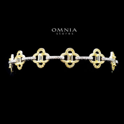 Omnia Amna Gold and White Bracelet in 92.5 Silver High Quality Simulated diamonds