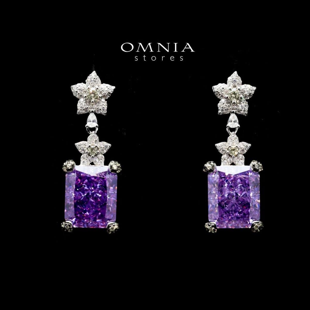 Omnia Riham Earrings in 92.5 Silver High Quality Simulated Diamonds - OMNIASTORES UAE