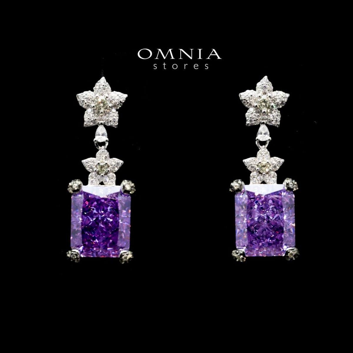 Omnia Riham Earrings in 92.5 Silver High Quality Simulated Diamonds - OMNIASTORES UAE