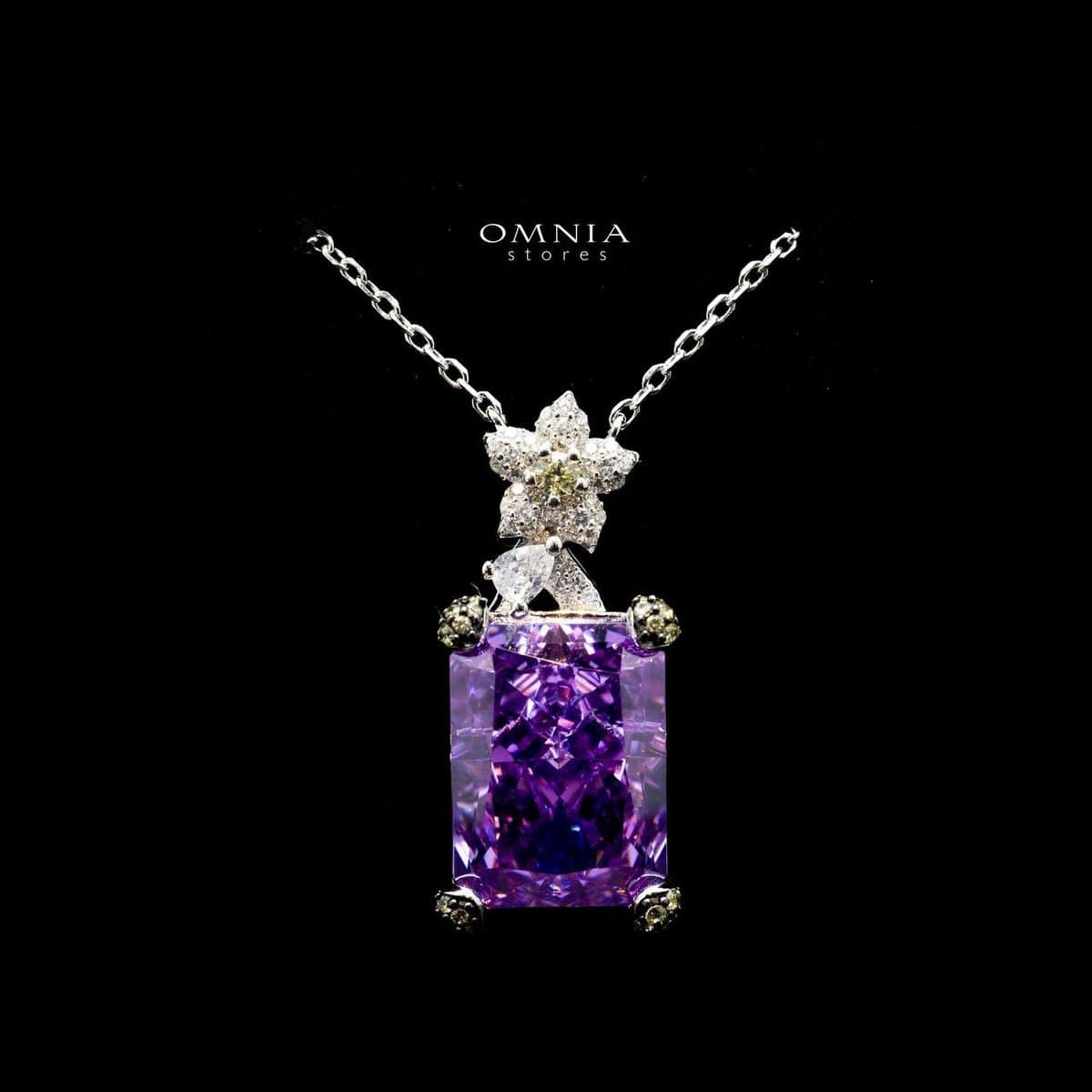 Omnia Riham Necklace in 92.5 Silver High Quality Simulated Diamonds - OMNIASTORES UAE