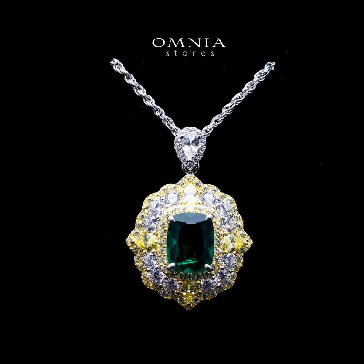 Omnia Maliya Green Necklace in 92.5 Silver High Quality Simulated Diamonds - OMNIASTORES UAE