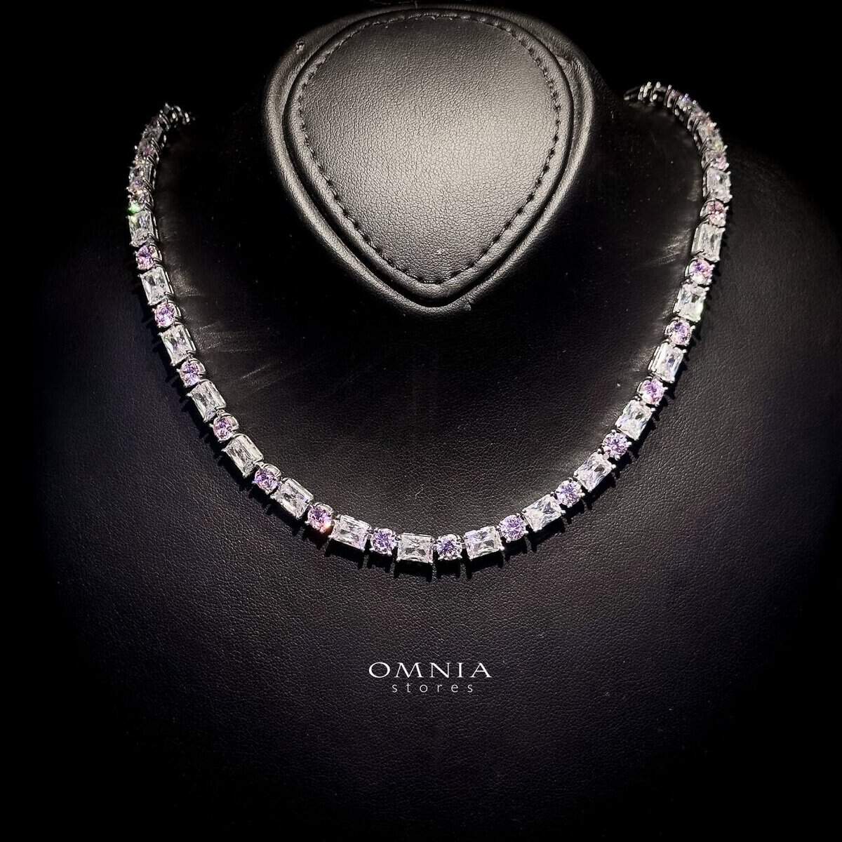 Omnia zaynah Necklace in 92.5 Silver High Quality Simulated diamonds - OMNIASTORES UAE