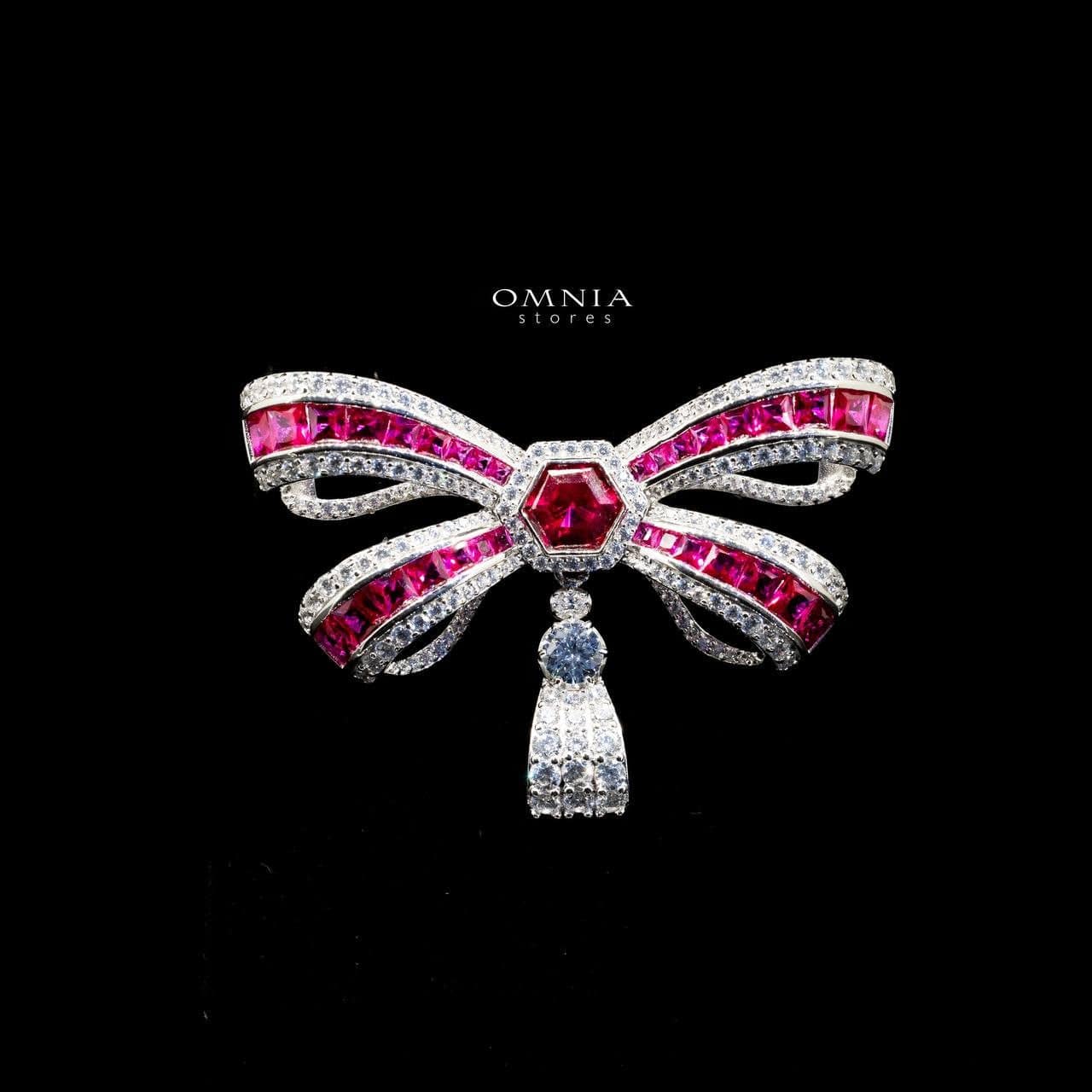 Omnia Tanya Bow brooch in 92.5 Silver High Quality Simulated diamonds - OMNIASTORES UAE
