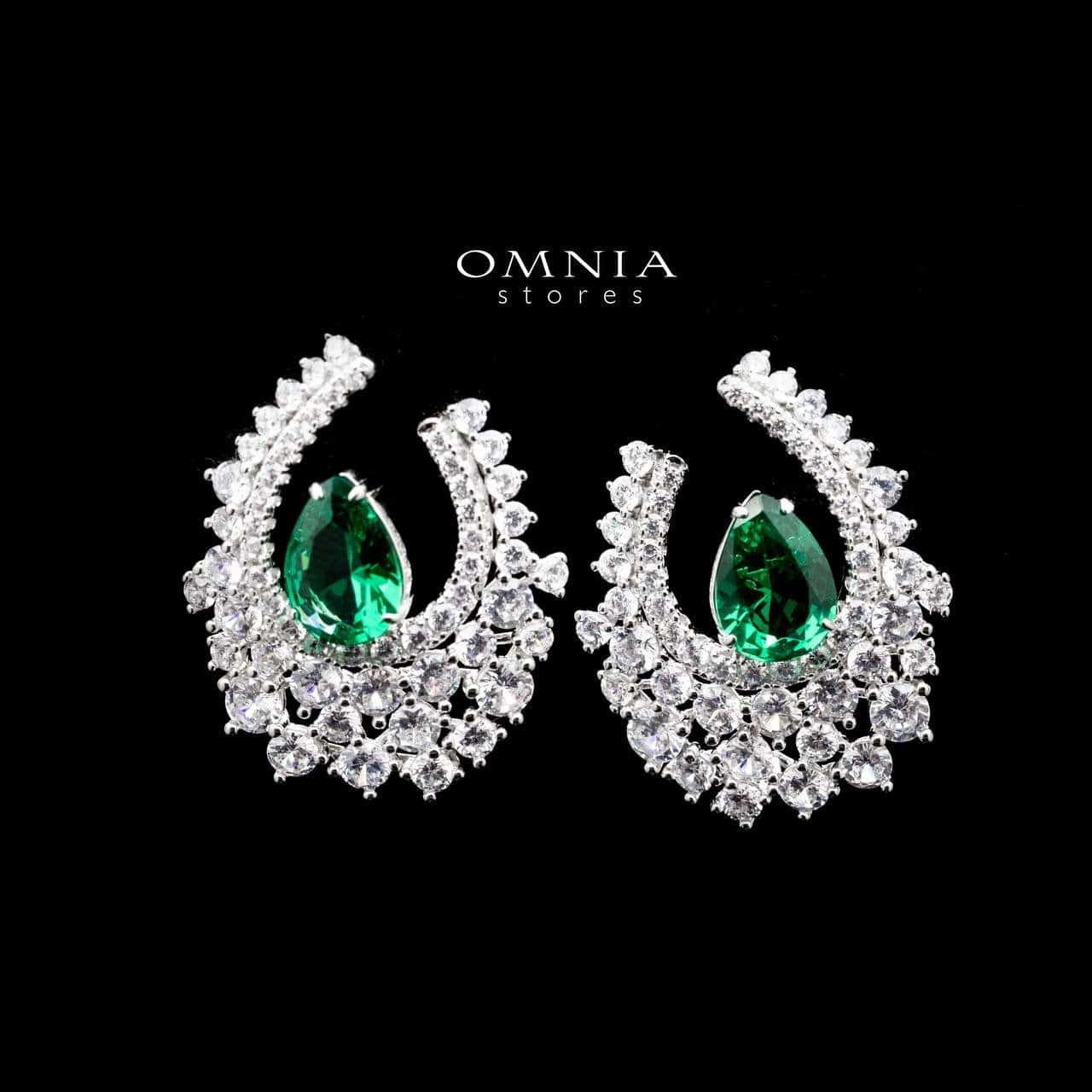 Omnia Najat Emerald Teardrop Earring in 92.5 Silver with High Quality Simulated Diamonds - OMNIASTORES UAE