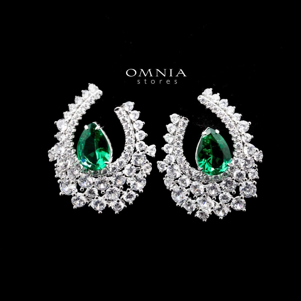 Omnia Najat Emerald Teardrop Earring in 92.5 Silver with High Quality Simulated Diamonds - OMNIASTORES UAE