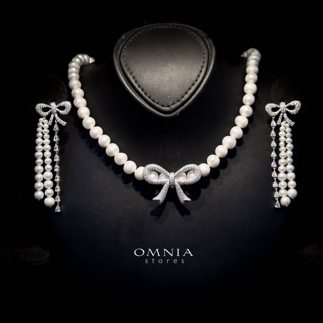 Omnia Zahraa Fresh Water Pearl Set in 925 Silver with High Quality Simulated Diamonds - OMNIASTORES UAE