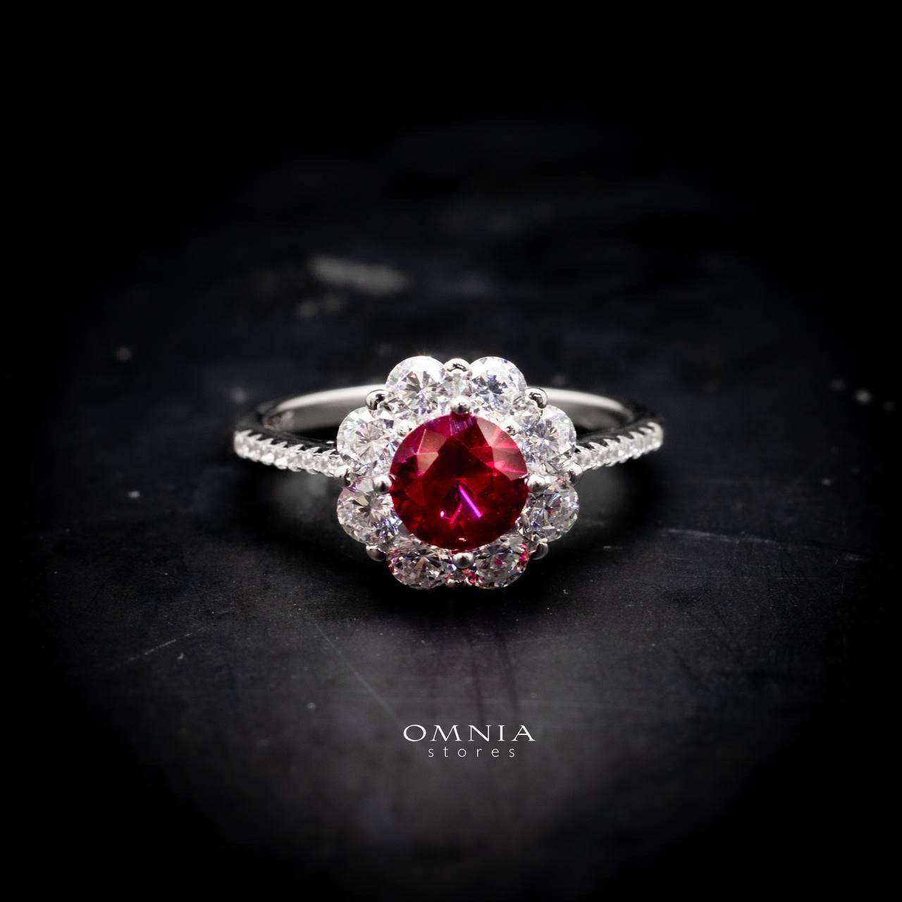 Omnia Mashael Flower Cut Ring in 92.5 Silver with High Quality Simulated Diamonds - OMNIASTORES UAE