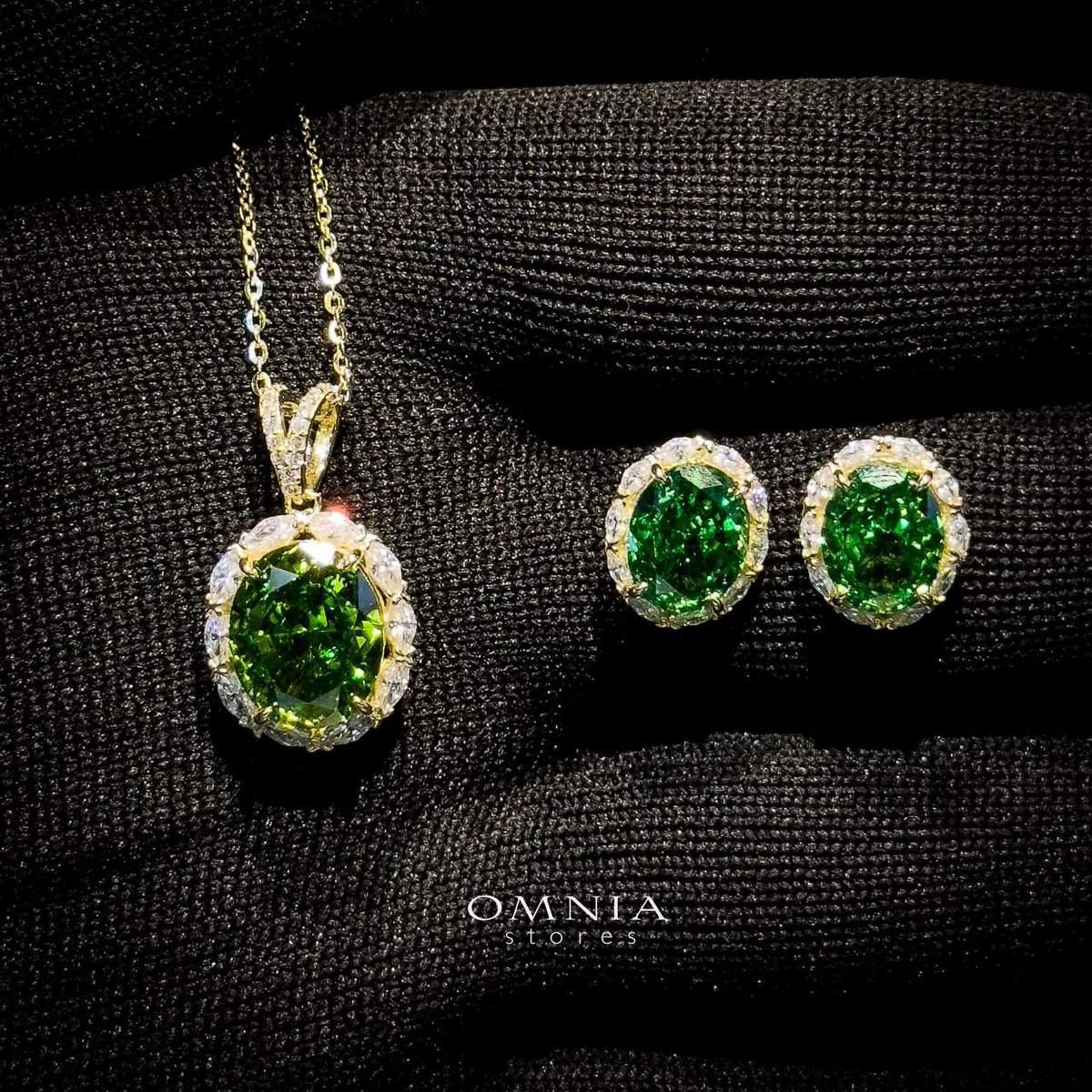 Omnia Zaina Green Set in 92.5 Silver with High Quality Iced Cut Stone - OMNIASTORES UAE