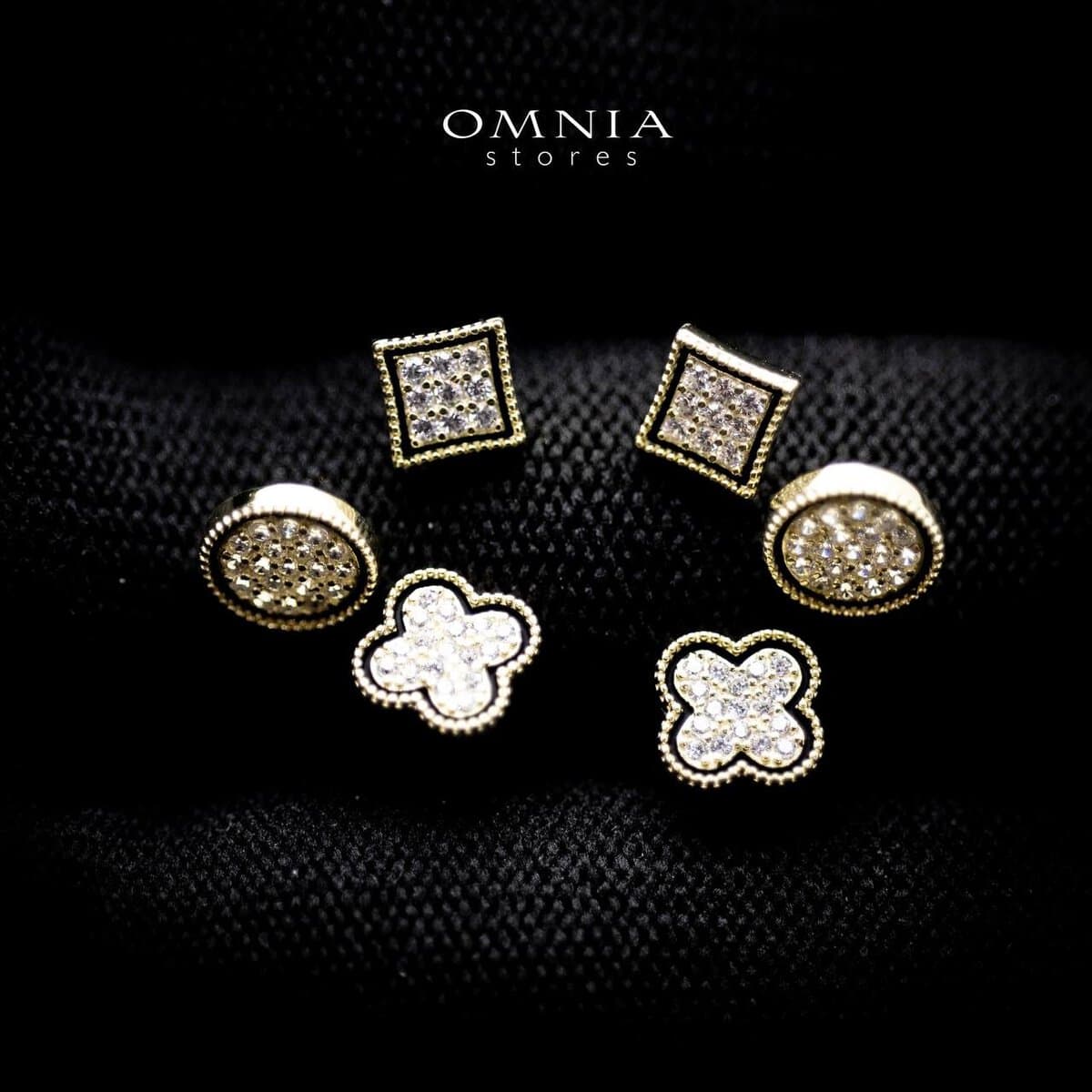 Omnia Jaleela Golden Shape Stud Earrings Set in 92.5 Silver With High Quality Moissanite Stone - OMNIASTORES UAE