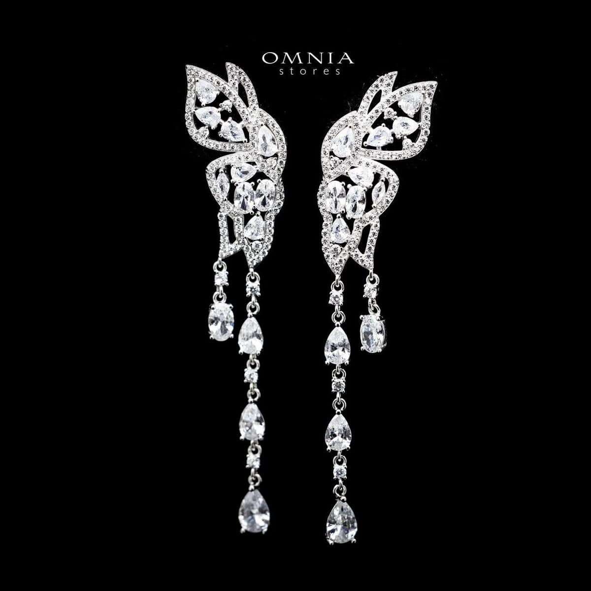 Omnia Butterfly Drop Earrings in 92.5 Silver With High Quality Moissanite Stone - OMNIASTORES UAE