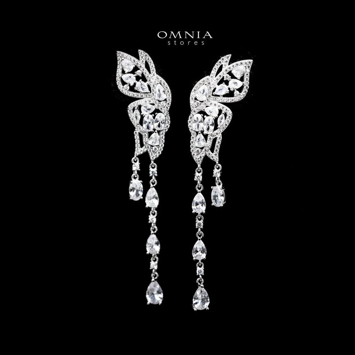 Omnia Butterfly Drop Earrings in 92.5 Silver With High Quality Moissanite Stone - OMNIASTORES UAE