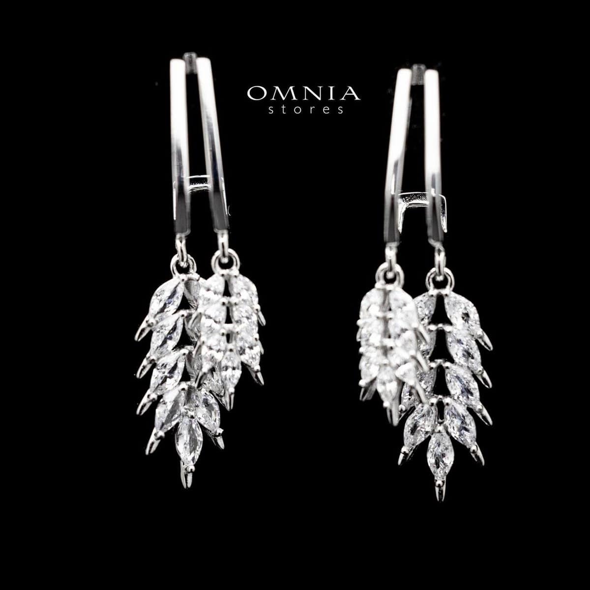 Omnia Ghayda Leaf Drop Earrings in 92.5 Silver With High Quality Moissanite Stone - OMNIASTORES UAE