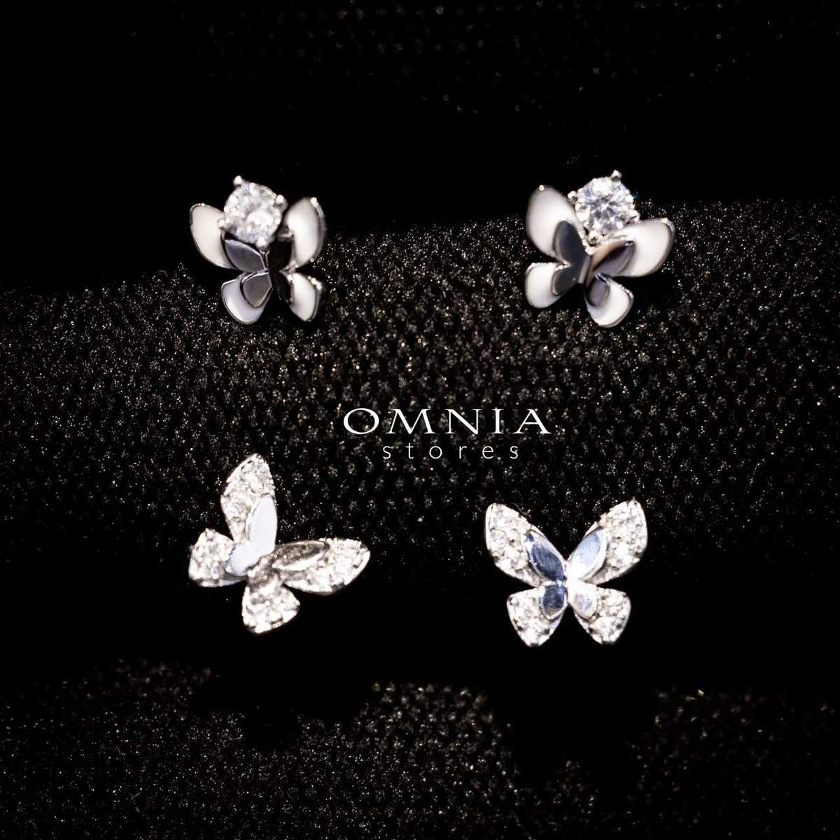 Omnia Butterfly Stud Earrings in 92.5 Silver With High Quality Moissanite Stone - OMNIASTORES UAE