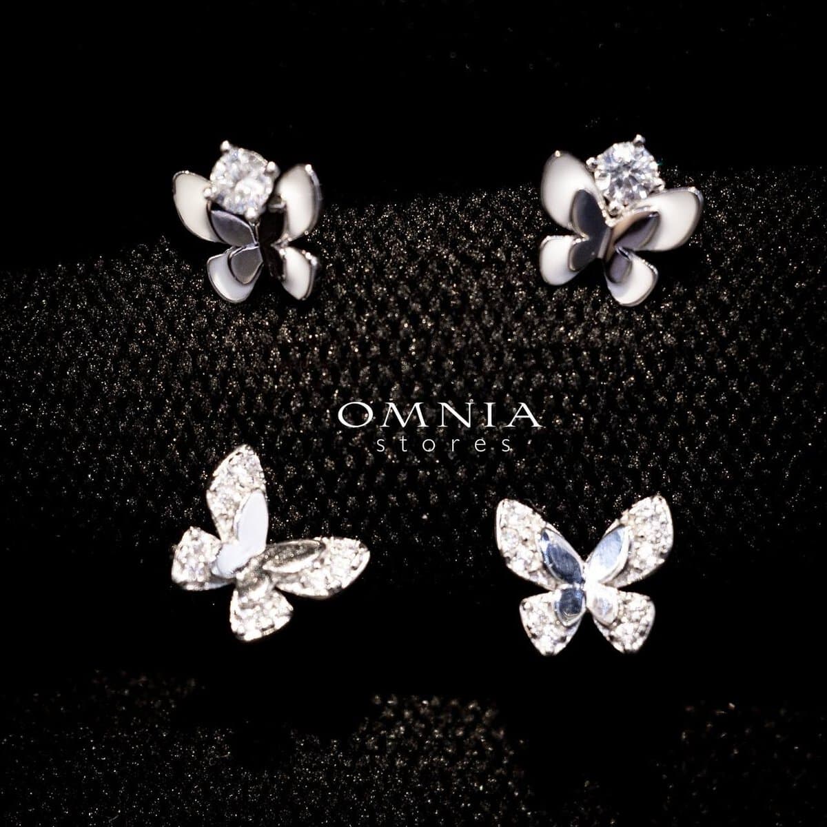 Omnia Butterfly Stud Earrings in 92.5 Silver With High Quality Moissanite Stone - OMNIASTORES UAE