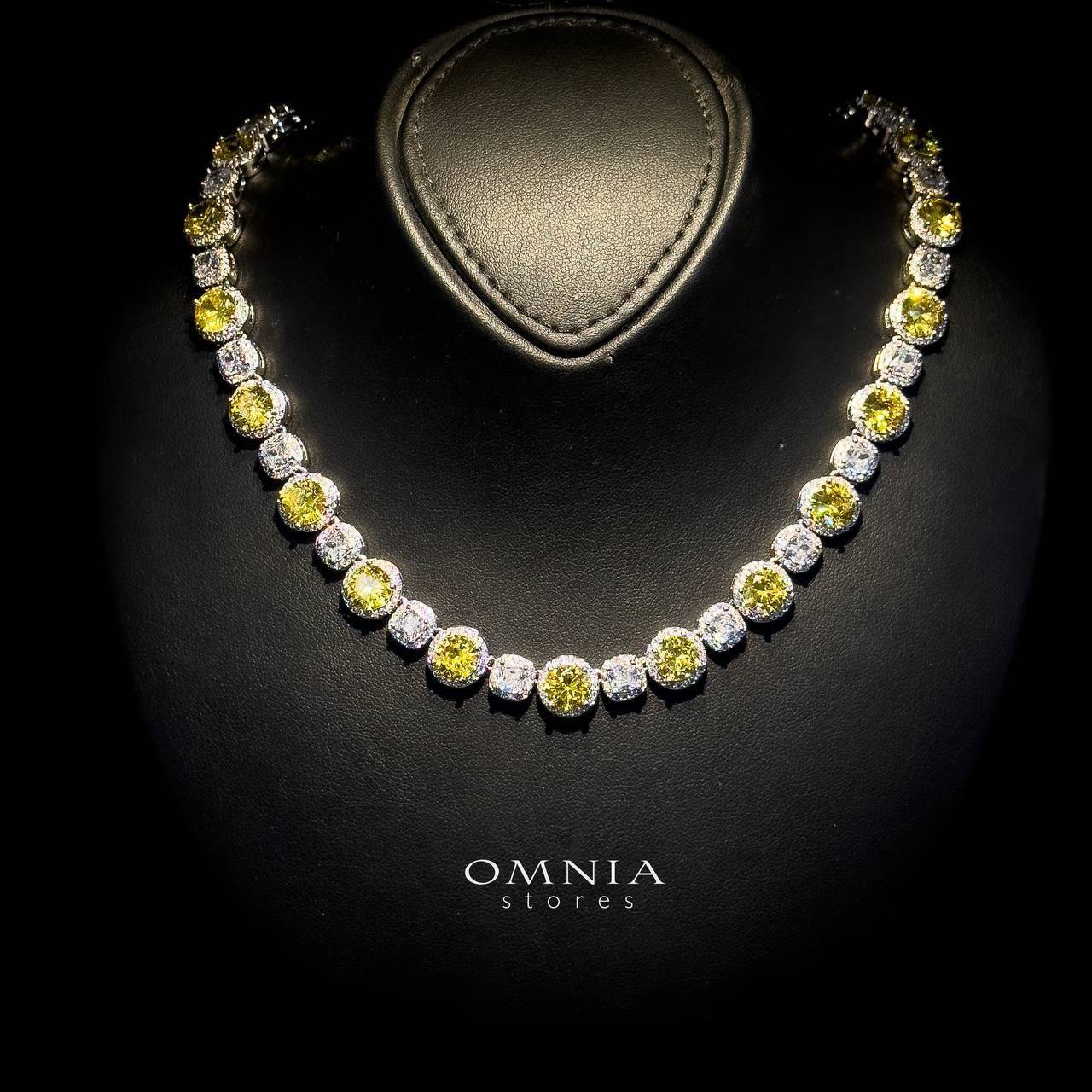 Omnia Lilian Yellow Bridal Full Set in High Quality Simulated Diamonds Rhodium Plated - OMNIASTORES UAE