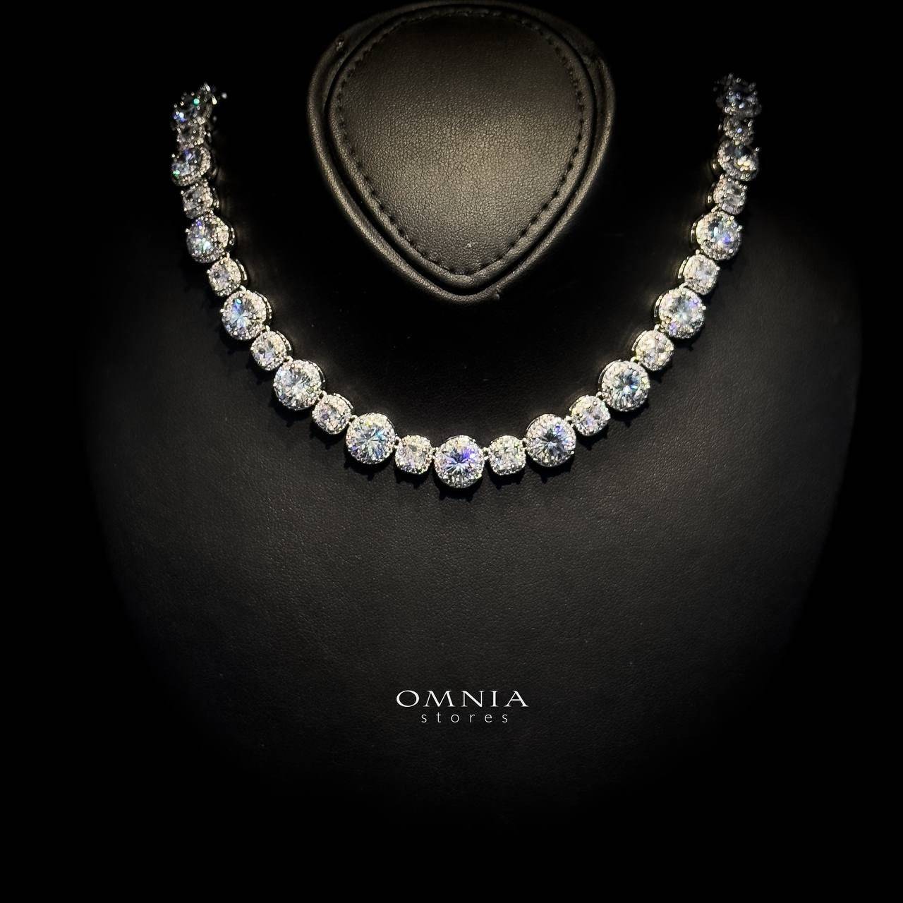 Omnia Lilian White Bridal Full Set in High Quality Simulated Diamonds Rhodium Plated - OMNIASTORES UAE
