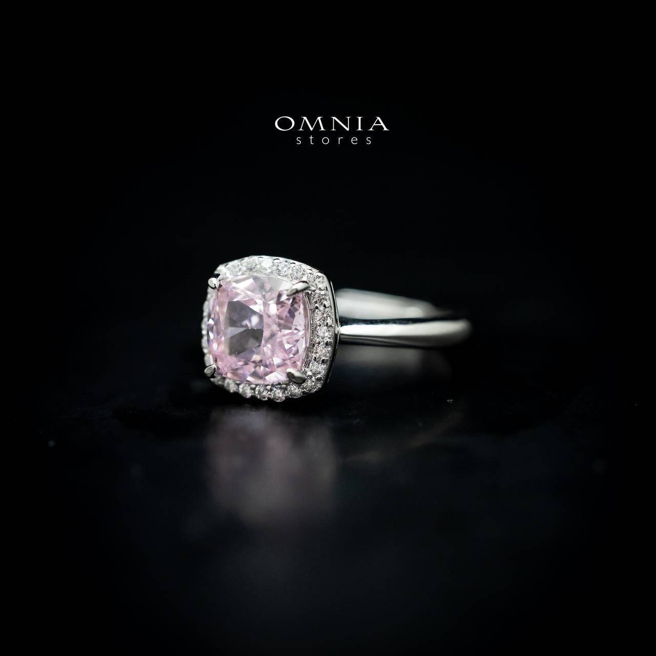 Omnia Pink Cushion Cut Ring in 92.5 Silver with High Quality Iced Cut Stone - OMNIASTORES UAE