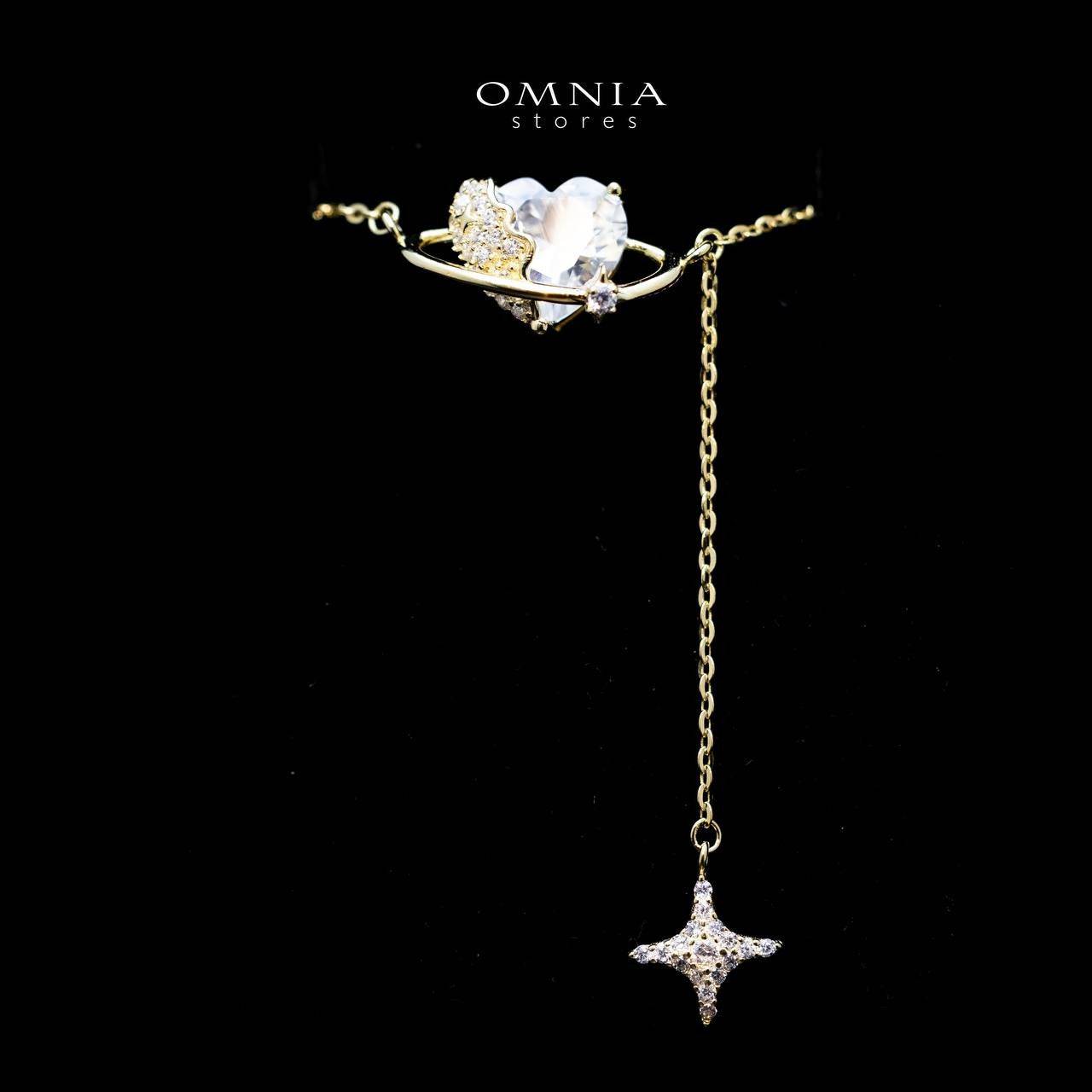 Omnia Lian Celestial Heart Necklace with High Quality Iced Cut Stone in 92.5 Silver - OMNIASTORES UAE