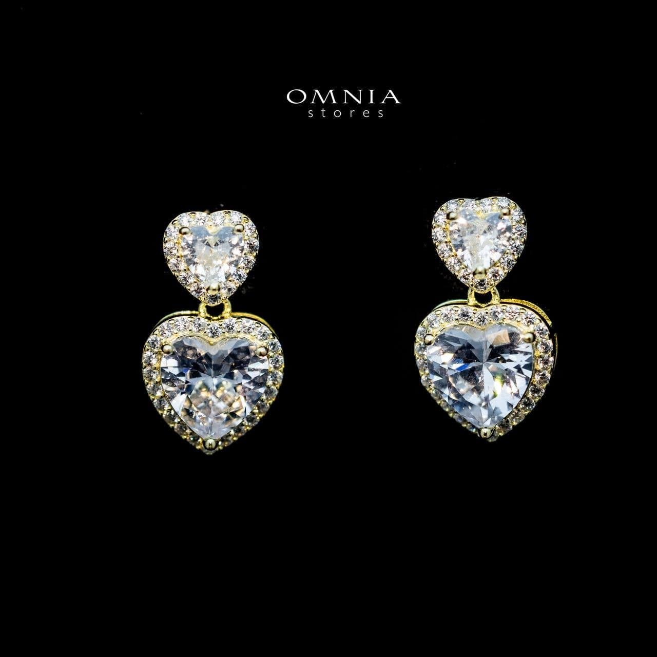 Omnia Lian Celestial Heart Drop Earrings with High Quality Iced Cut Stone in 92.5 Silver - OMNIASTORES UAE
