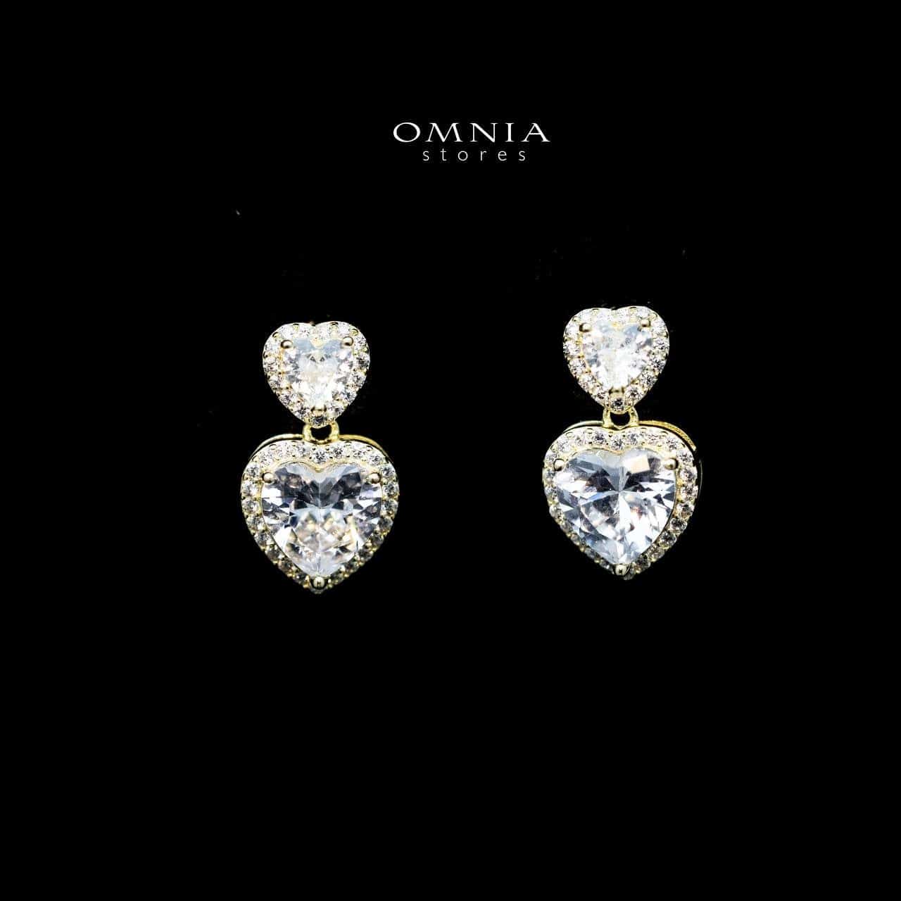 Omnia Lian Celestial Heart Drop Earrings with High Quality Iced Cut Stone in 92.5 Silver - OMNIASTORES UAE