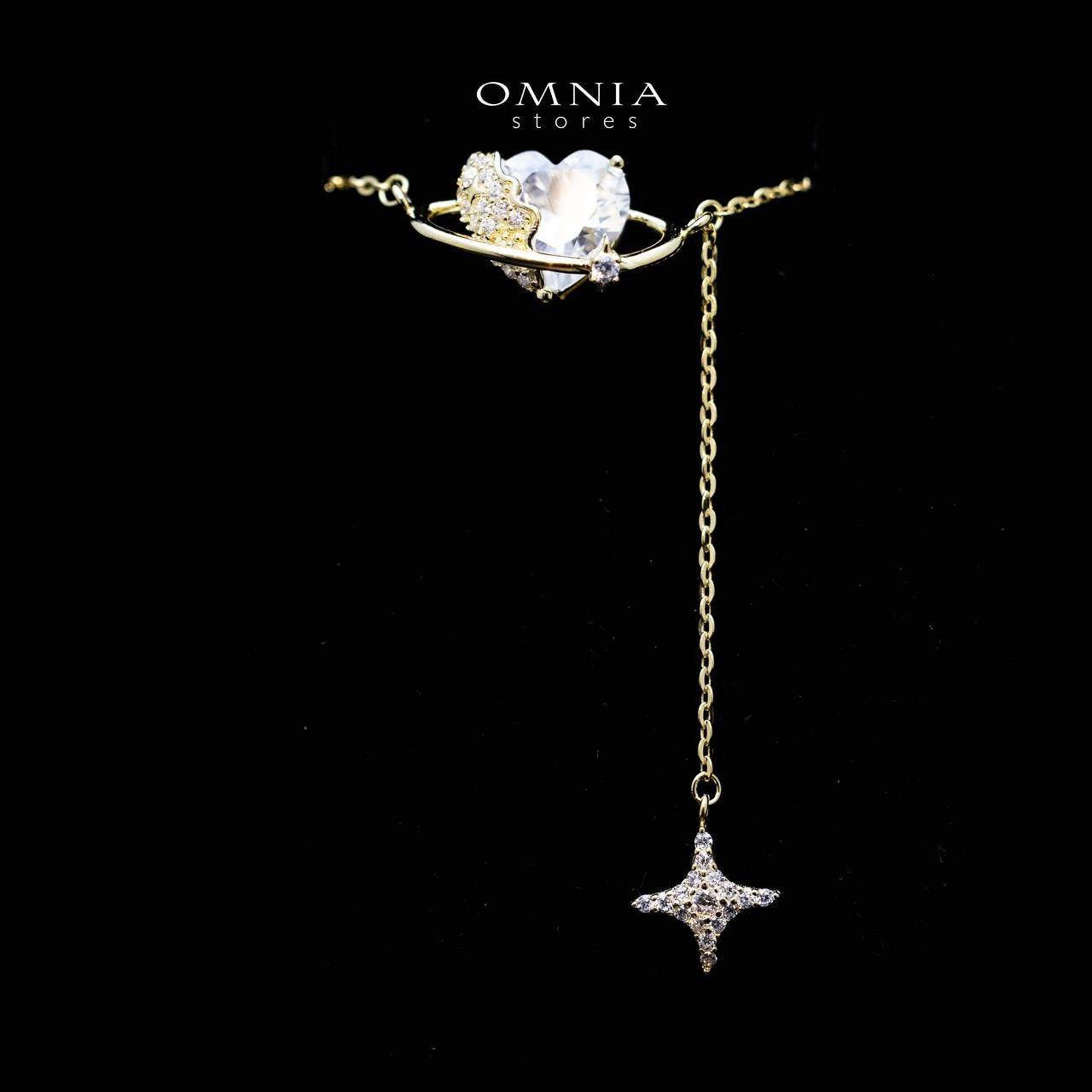 Omnia Lian Celestial Heart Necklace with High Quality Iced Cut Stone in 92.5 Silver - OMNIASTORES UAE