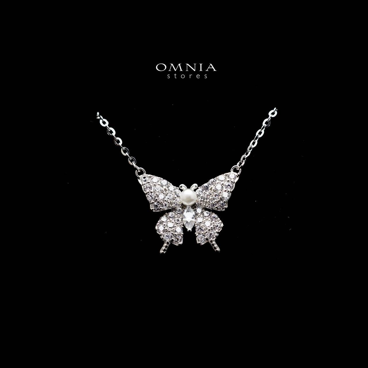 Omnia Sawsan Butterfly Necklace in High Quality 92.5 Silver with Iced Cut Stone - OMNIASTORES UAE