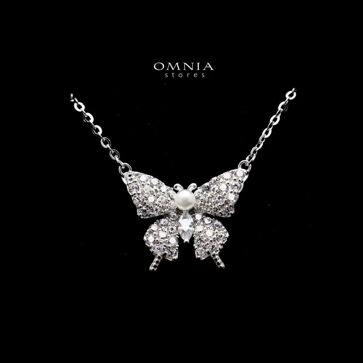 Omnia Sawsan Butterfly Necklace in High Quality 92.5 Silver with Iced Cut Stone - OMNIASTORES UAE
