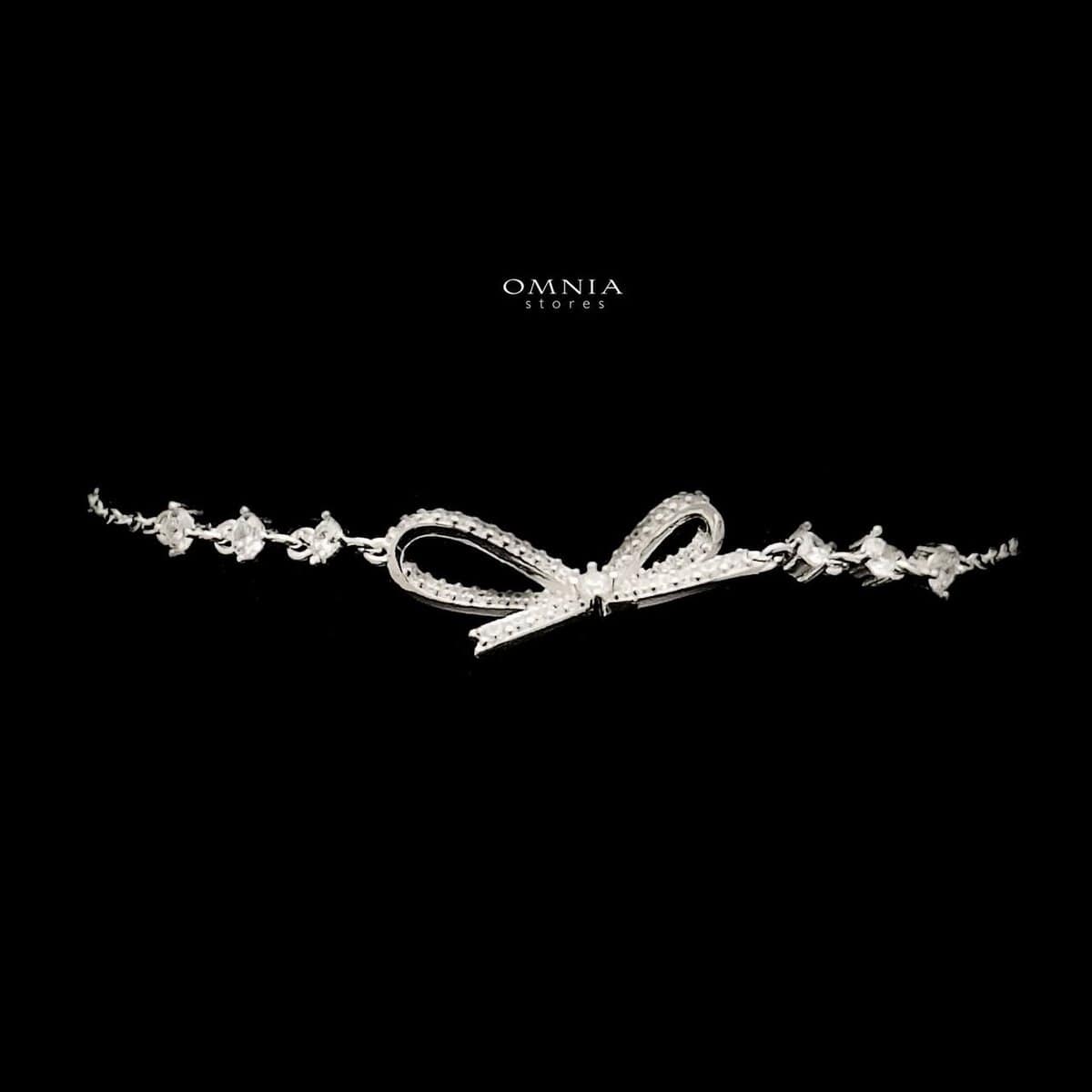 Omnia Lulwa Bow Bracelet in High Quality 92.5 Silver with Iced Cut Stone - OMNIASTORES UAE