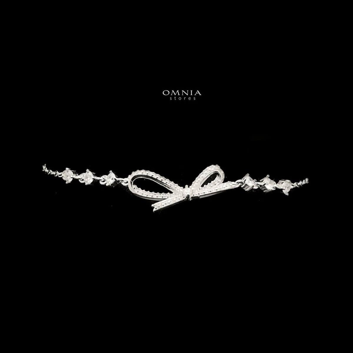 Omnia Lulwa Bow Bracelet in High Quality 92.5 Silver with Iced Cut Stone - OMNIASTORES UAE