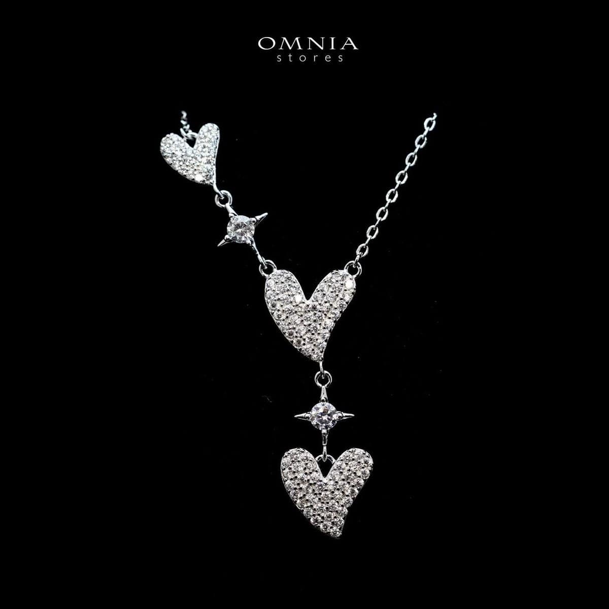 Omnia Heartful Love Necklace in High Quality 92.5 Silver with Iced Cut Stones - OMNIASTORES UAE