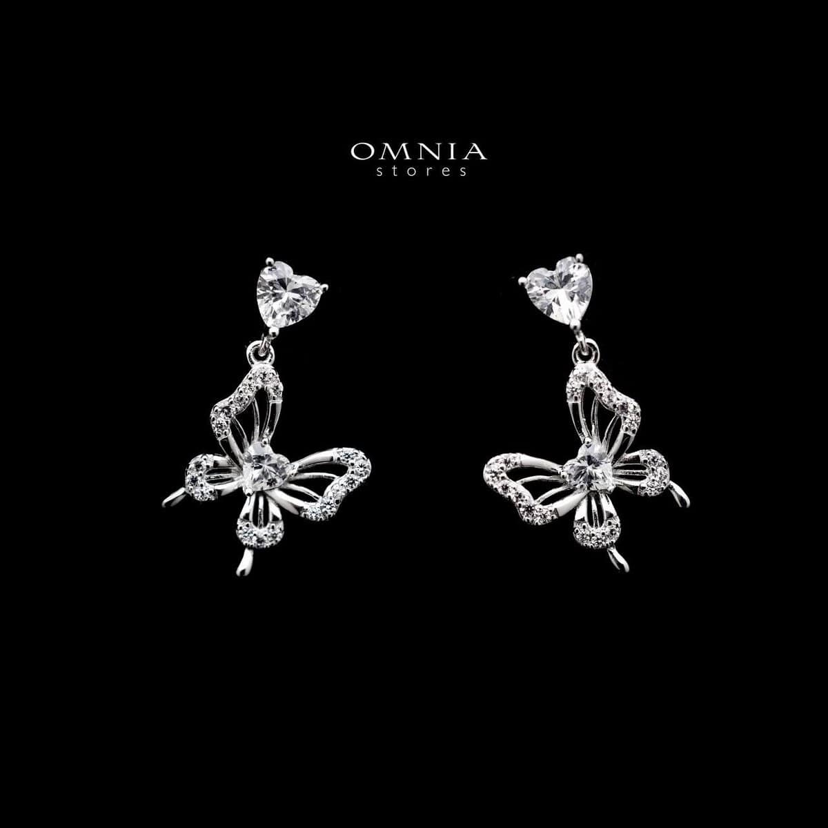 Omnia Liyana Butterfly Drop Earrings in High Quality 92.5 Silver with Iced Cut Stones - OMNIASTORES UAE