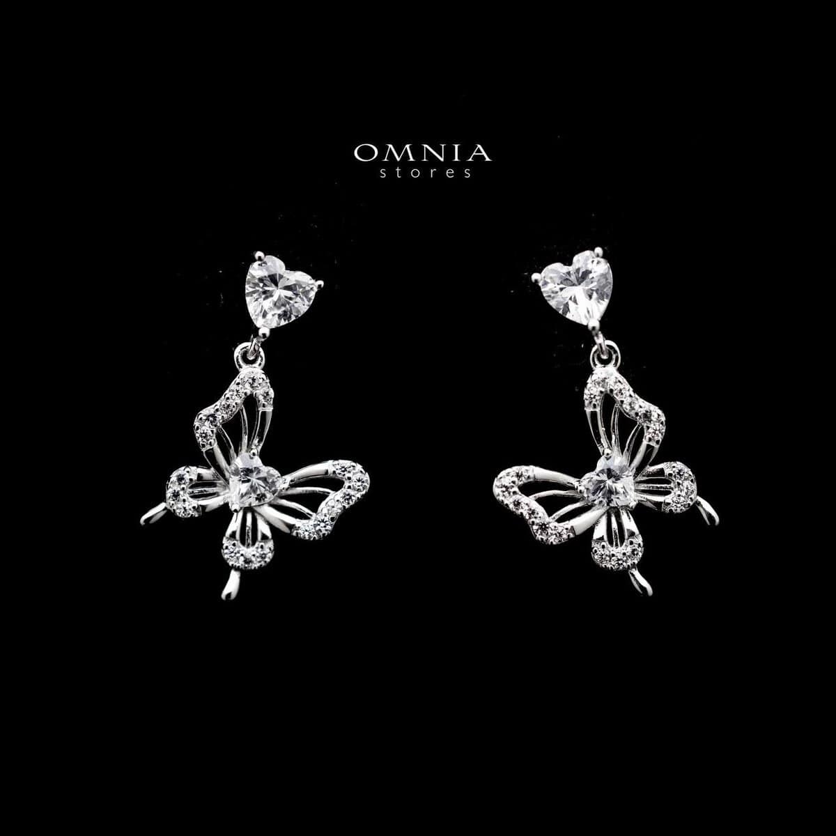 Omnia Liyana Butterfly Drop Earrings in High Quality 92.5 Silver with Iced Cut Stones - OMNIASTORES UAE