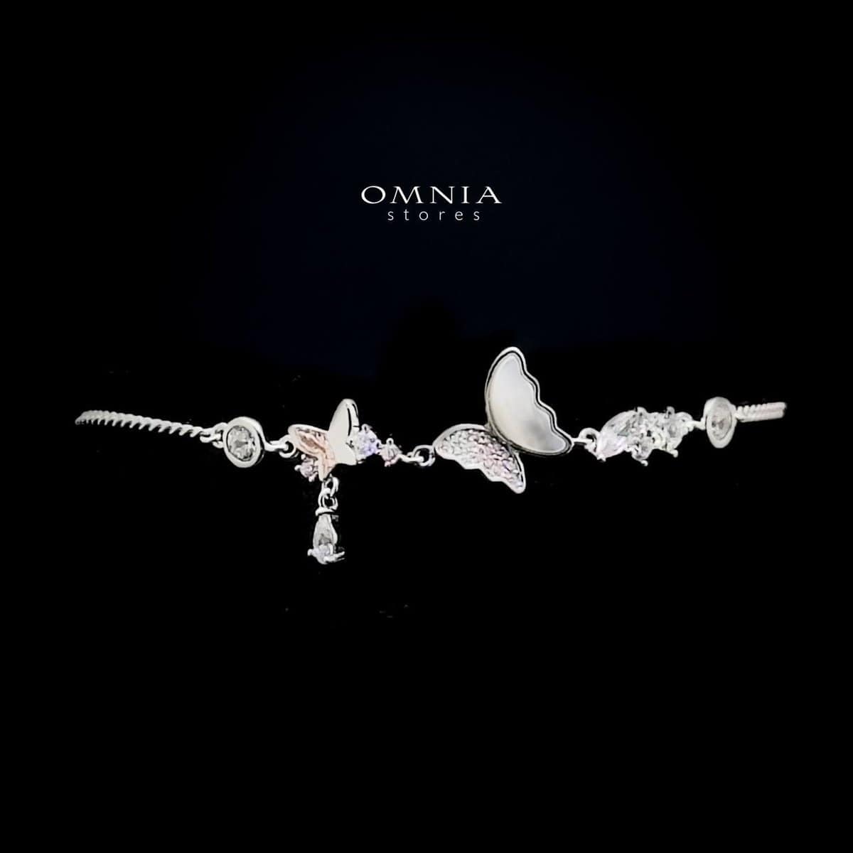 Omnia Bella Butterfly Bracelet with Iced Cut Stones in High Quality 925 Silver - OMNIASTORES UAE